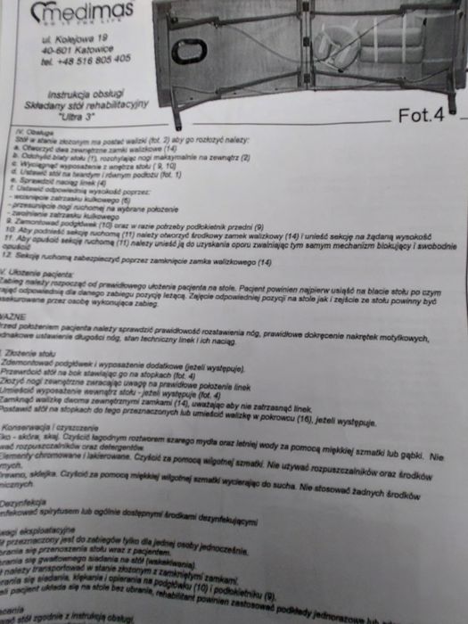 Rozkładane łóżko rehabilitacyjne ultra 3 - nowka