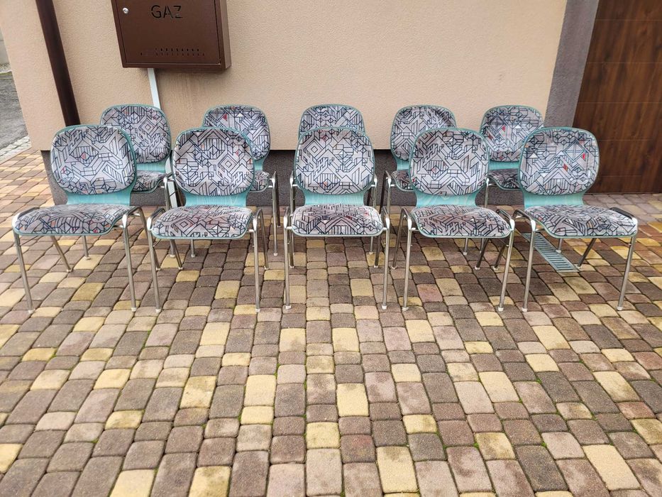10 x Krzesła Mid Century Design Lata 90 Sklejka Bukowa Chrom Bauhaus