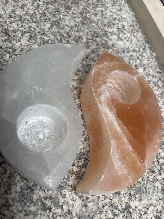 Selenite porta velas - yin yang.