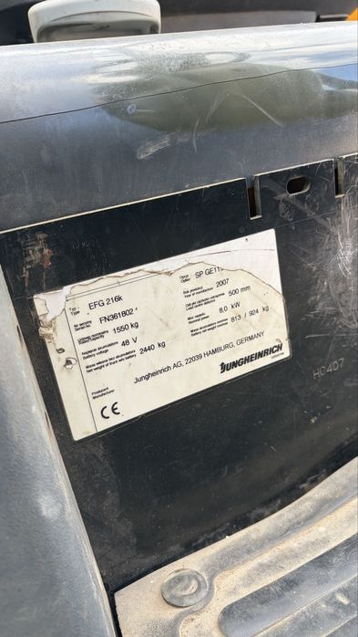 Wózek Widłowy Jungheinrich EFG 216K triplex Przesuw boczny elektryczny
