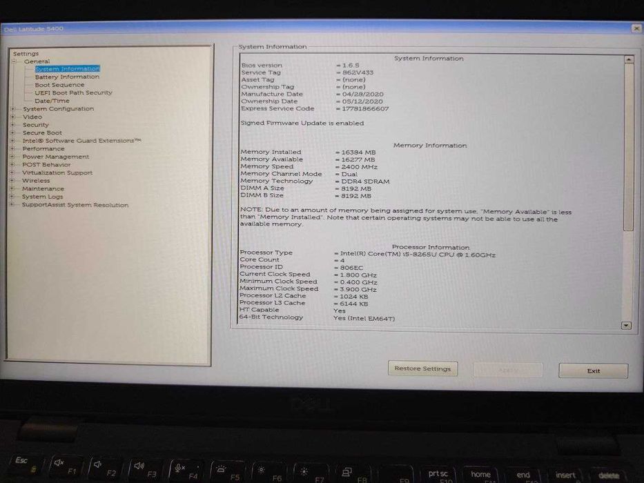 Dell Latitude 5400 - 14" IPS FullHD, 16 gb, 256 gb NMVe