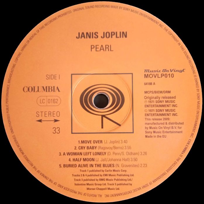 Janis Joplin	- - - - -	Pearl	- - - - -	LP