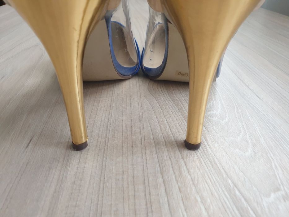 Silikonowe buty na obcasie 40, kobaltowa, beżowe