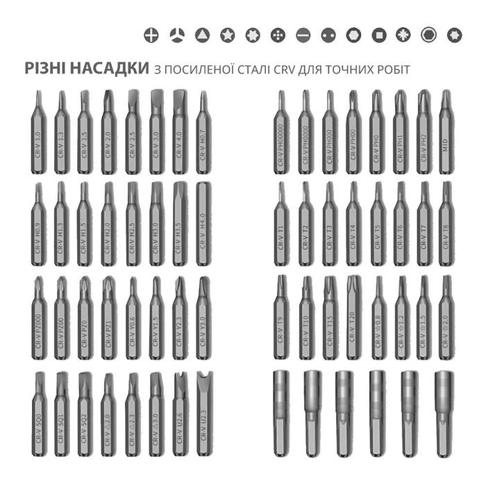 Набір 63 викруток для точних робіт ремонт мобільних телефонів ноутбук