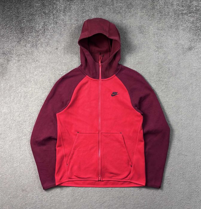 Bluza Nike S Czerwona Tech Fleece Rozpinana Swoosh Drill Kaptur
