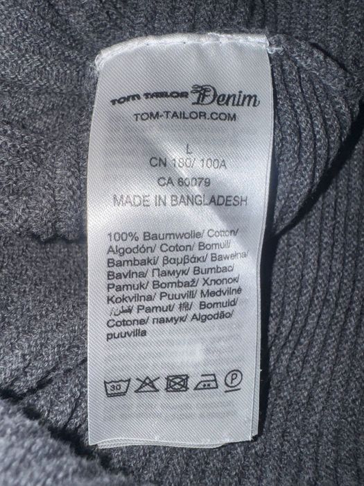 Tom Tailor, szary, męski sweter, 100% bawełna, rozmiar L