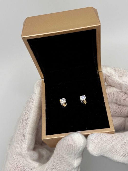 Kolczyki Z Diamentami 1.07 CT. | Żółte Złoto 14k.| Certyfikat IGI|Nowe