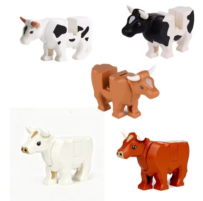 Klocki figurki krowy zestaw 5 sztuk kompatybilne z Lego city klocki krowy klocki figurka krowa zestaw