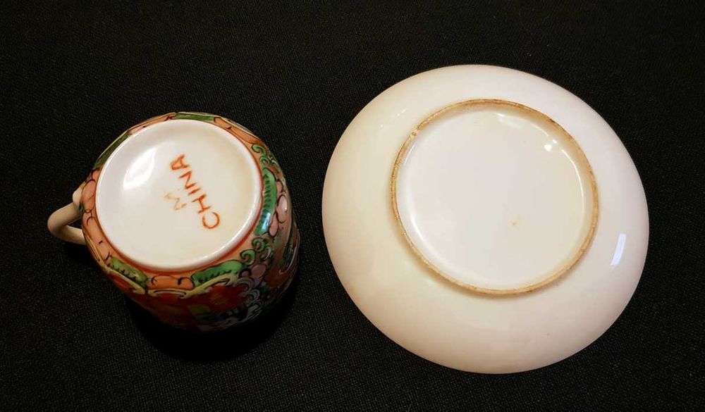 Conjunto chávena e prato de café louça Mandarim China