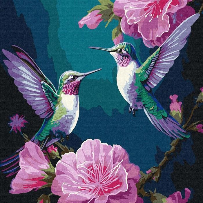 Malowanie po numerach - Wróżkowe ptaki.40x40cm Ideyka folia,