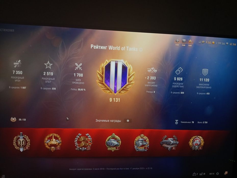 Аккаунт личный wot