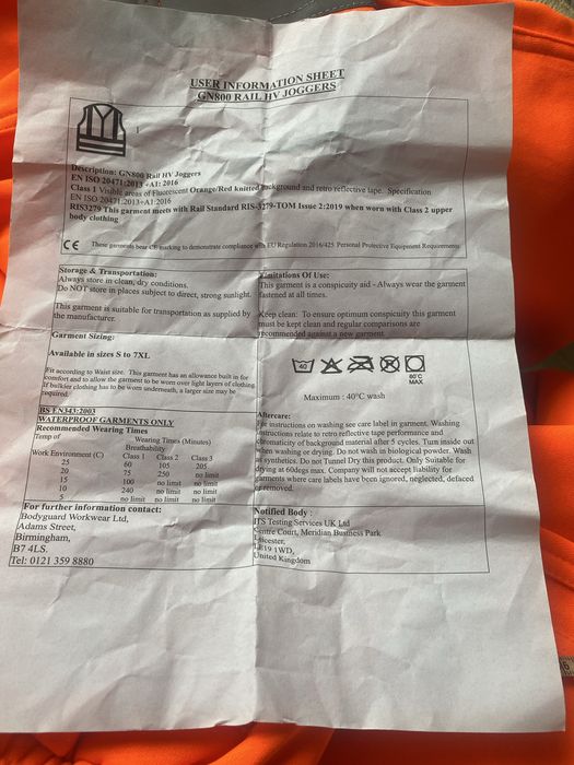 РобочіСпортивні штани Bodyguard GN800 з високою видимістю, помаранчеві