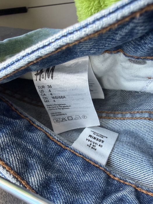 jeansowa spódniczka mini z efektem sprania h&m