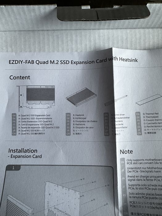 Карта розширення адаптер EZDIY-FAB Quad M.2 SSD PCIE X16 на 4 SSD