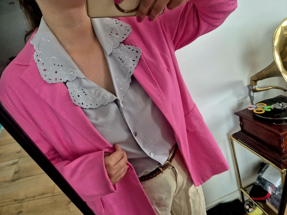 Koszula szara z haftem boho retro elegancka viral Bleyle 40/L