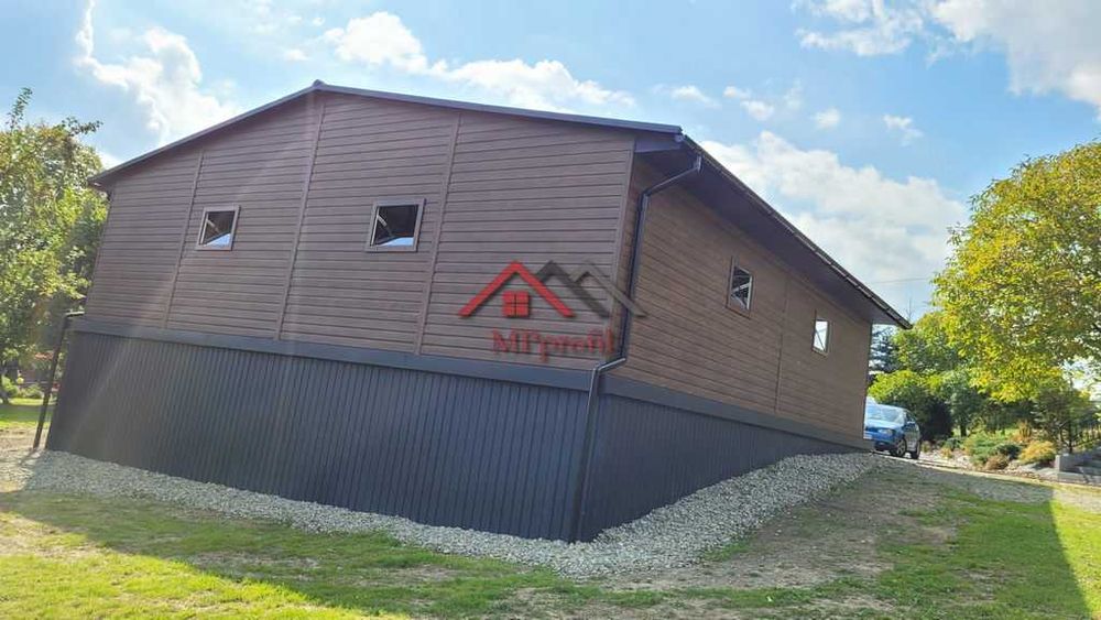 Garaż blaszany 10x10m profil zamknięty dwie bramy uchylne