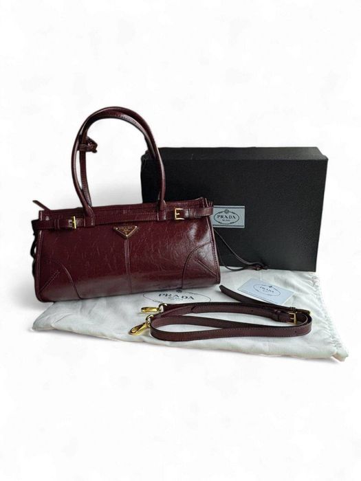 АКЦІЯ!!!ЗАЛИШИЛОСЬ 2 /Шкіряна Сумка Prada Medium Leather Burgundy