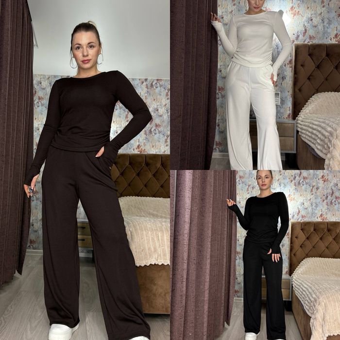 Костюм жіночий двійка теплий на флісі лонг і штани