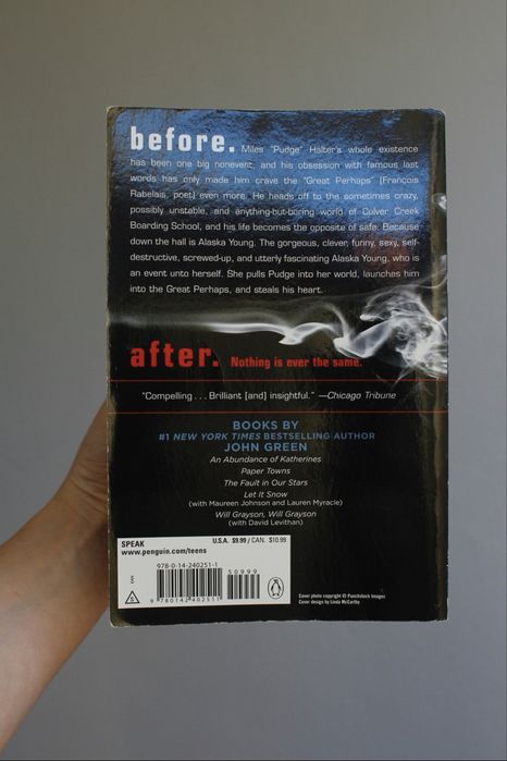 Livro “Looking for Alaska”, John Green