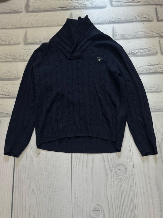 Светр GANT чорний з коміром-стійкою, розмір XL