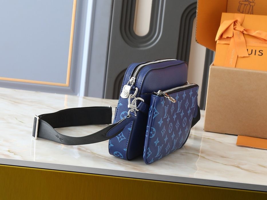 LOUIS VUITTON TRIO 3v1 messenger blue синяя мужская сумка кожаная