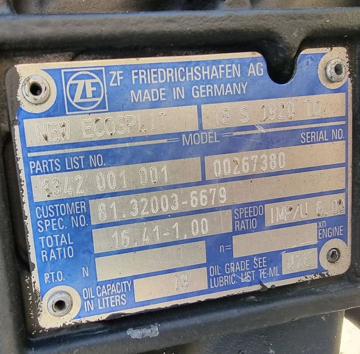 skrzynia biegów zf ecosplit 16s 1920td