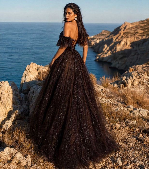 Zjawiskowa suknia na studniówkę Ortis Glamoure Black R36 Polski produc