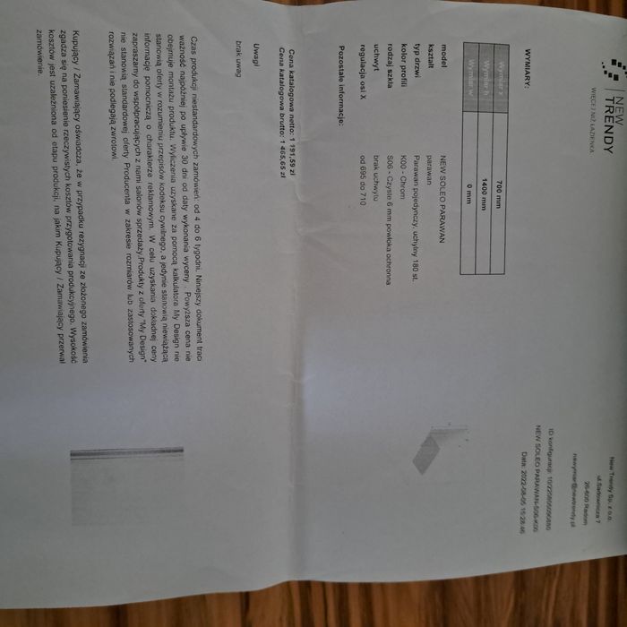 Parawan nawannowy New Soleo New Trendy 70x140cm