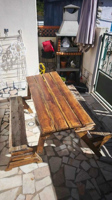 Banco que Vira Mesa de Jardim em Madeira, mesa de picnic