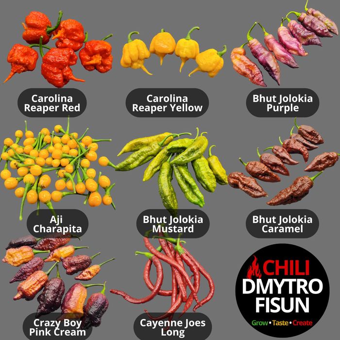 Насіння перцю (Carolina reaper, Habanero, Jalapeno, Naga, Trinidad)