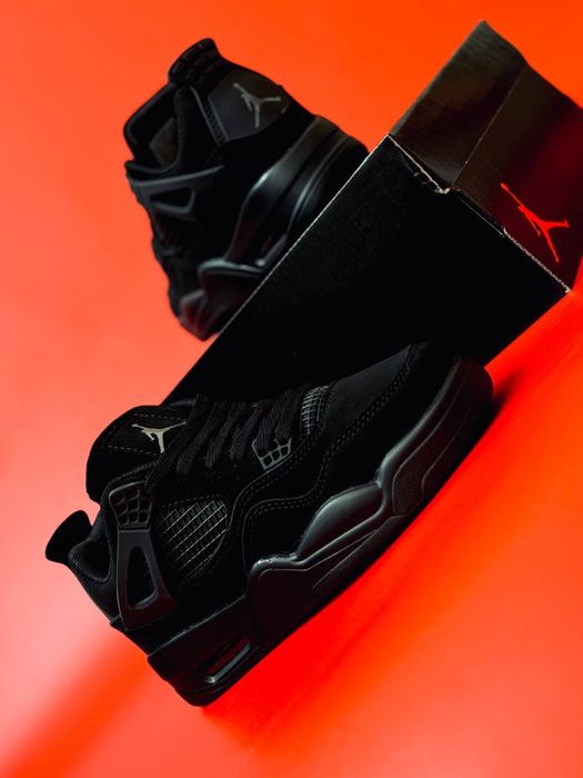 Nike Air Retro Jordan 4 cat premium black набуковые кроссовки Джордан