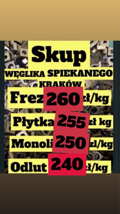 260zł/kg SKUP WĘGLIKÓW SPIEKANYCH, płytki  frezy, frez drogowy, Stal szybkotnąca HSS Sw18-35zl. Sw7M-29.zł SW-22zl