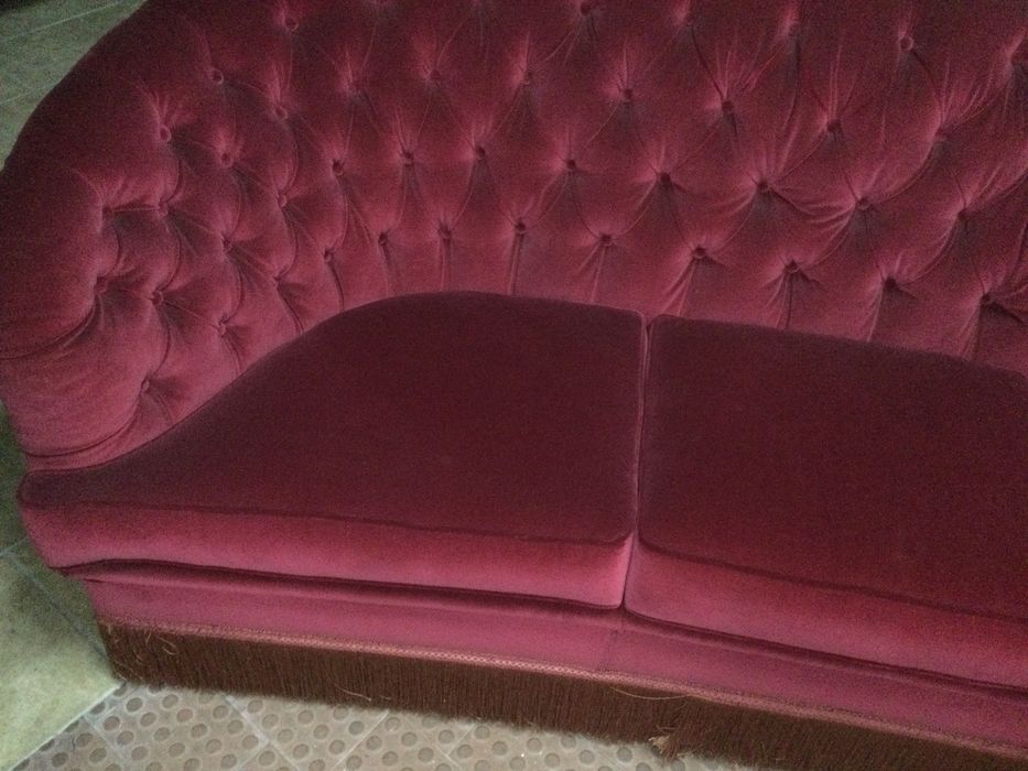 Sofá Banana Oval de Palácio Veludo Capitoné 195cm Novo 40’s Dinamarca