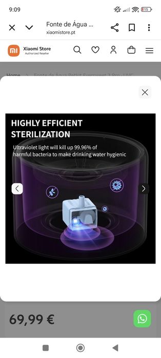 Fonte água bebedouro Xiaomi