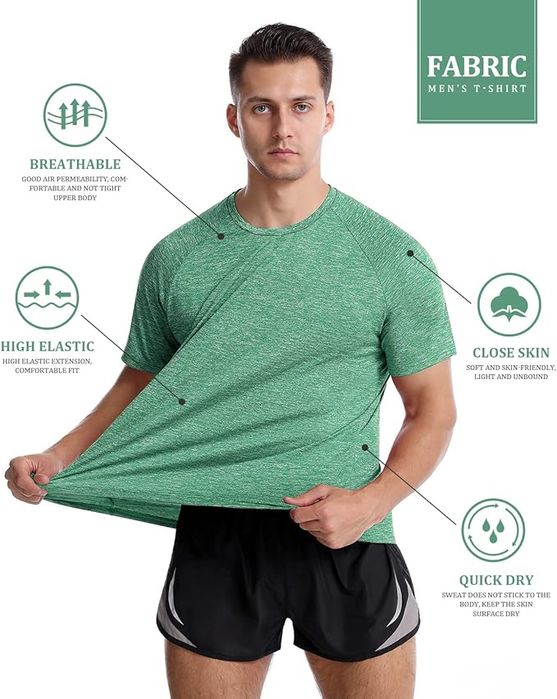 Męskie koszulki sportowe 3-pack, szybkoschnące, oddychające, M