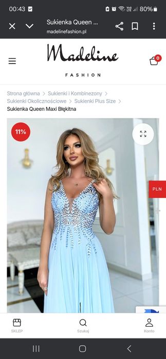 Sukienka Queen Maxi Błękitna rozm. 38