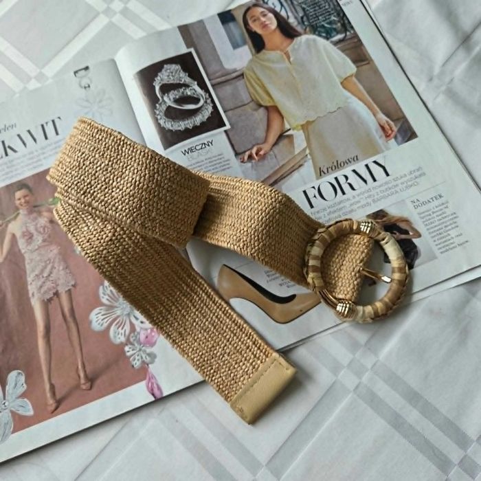 Viralowy pleciony pasek boho beżowy regulowany Made in Spain