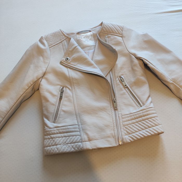 Ramoneska skórzana kurtka beż cool club 134