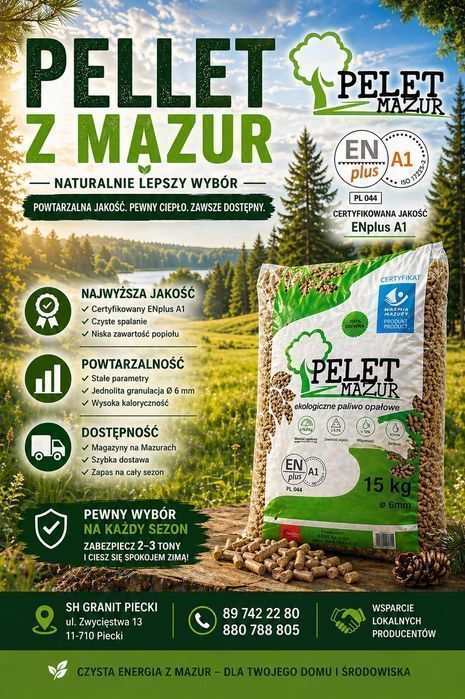 Pellet z Mazur - Mazurskie składy pelletu - SH GRANIT - Piecki