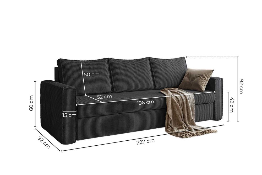 Kanapa Sofia. Wersalka, łóżko, sofa sztruksowa. Szybka dostawa!