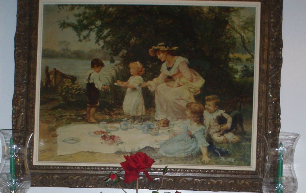 Quadro reprodução de Fred Morgan picnic de Senhora com crianças