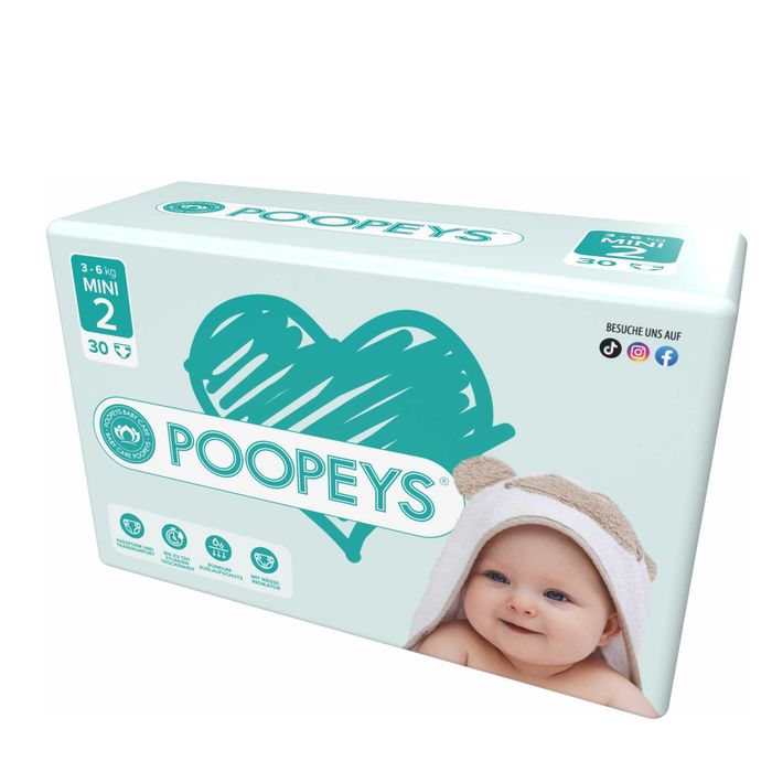 Pieluchy Jednorazowe Poopeys 2 MINI (3-6KG) 32 szt