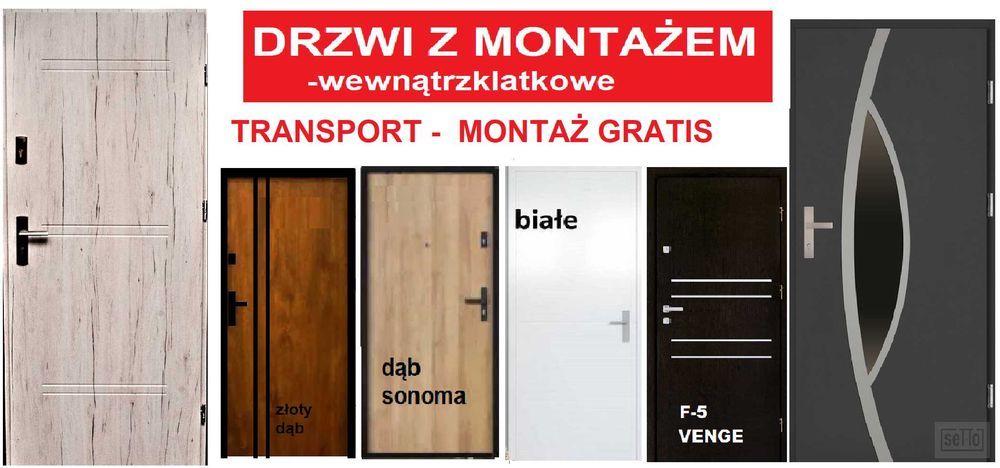 DRZWI zewnętrzne do mieszkania z montażem, wejściowe, wewnątrzklatkowe