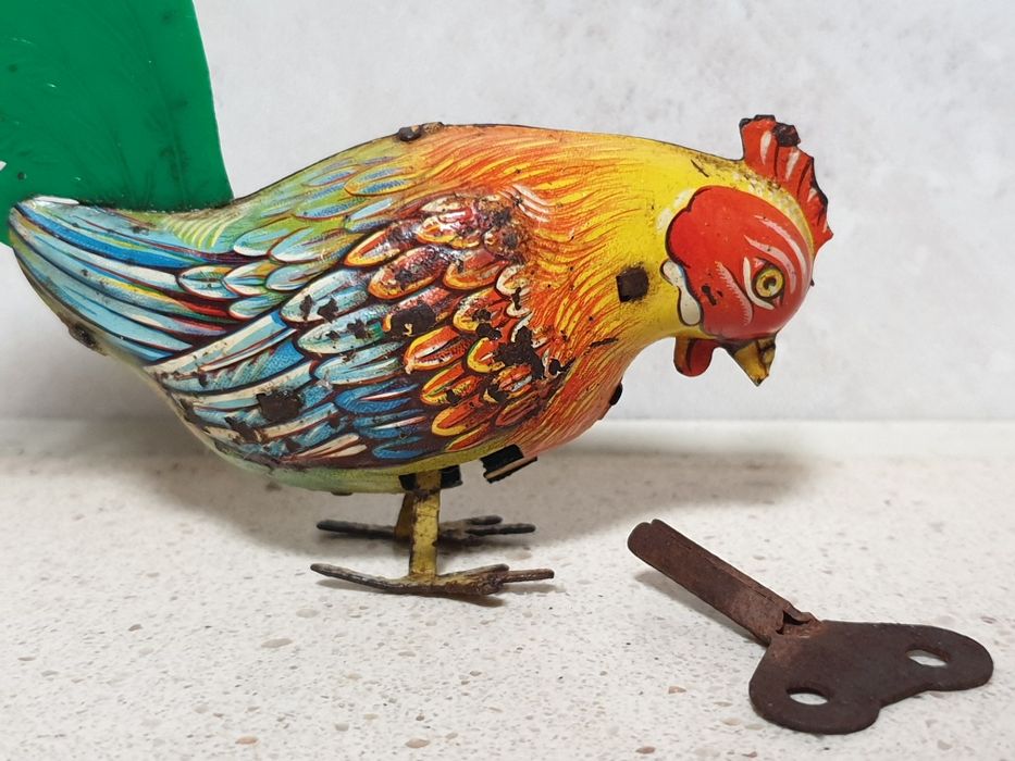Antigo Galo - brinquedo mecânico em chapa Köhler Germany