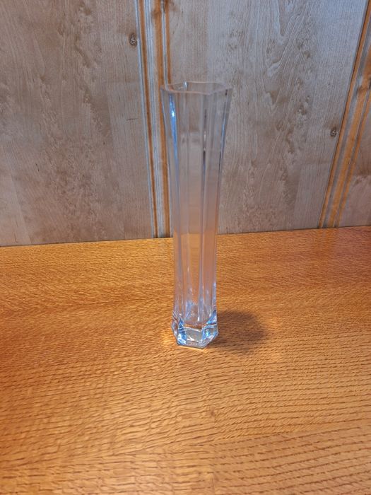 Wysoki biały przezroczysty wazon szkło wazonik elegancki cylinder