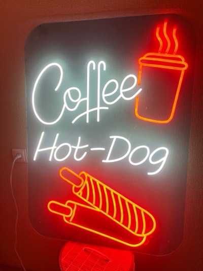 Вивіски кава, неонова вивіска на замовлення, неоновая вывеска кофе