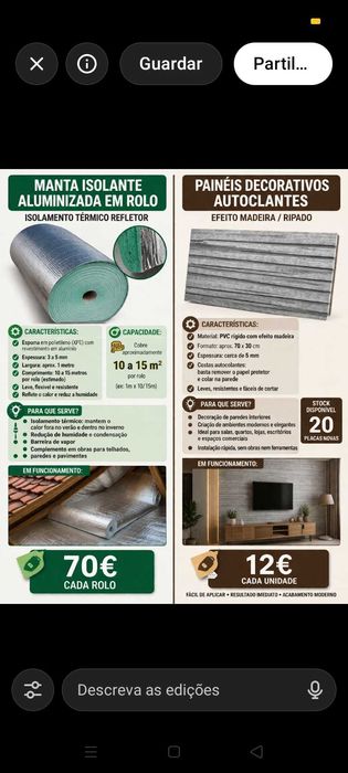 Isolamento+painéis. Oportunidades