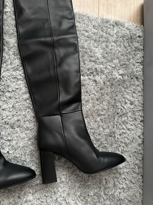 Zara кожаные высокие сапоги 38 размер, абсолютно новые