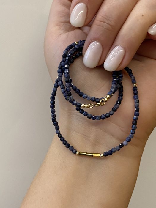 Naszyjnik z szafirów kostek , Goldfilled 14k