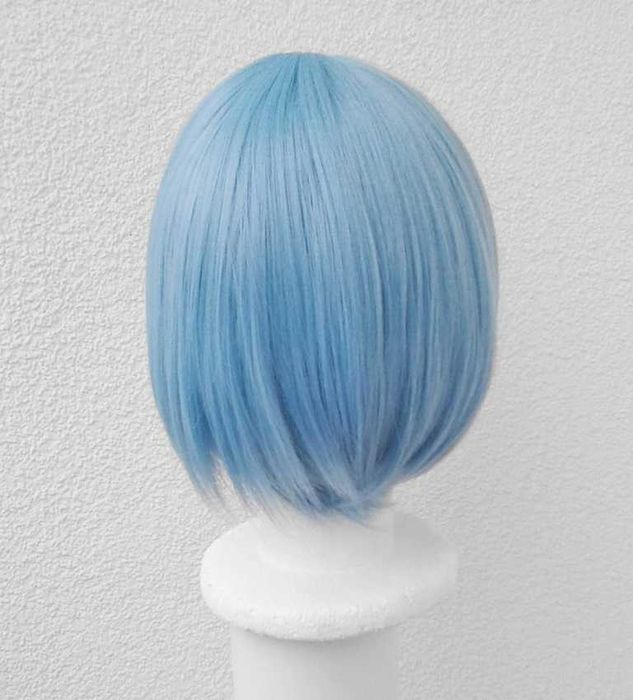 Rei Ayanami NGE wig peruka krótka błękitna z grzywką niebieska cosplay